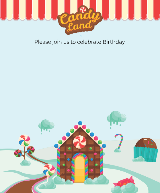 create candy land theme templ1055 e-invite for free